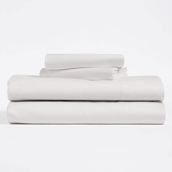 Silver, Lyocell Cotton sheet set, including flat sheet, fitted sheet, and two pillow cases.